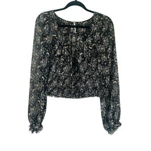 Free People Lolita Peasant Smocked Top Celestial Floral Boho Women's Size Small